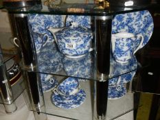 A blue and white 1814-1839 Hutschenreuther Hohenberg tea set (missing two saucers).