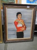 A oil on canvas portrait of Michael Jackson. 56 x 68 cm.