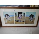 Francis Bacon (1909-1992) Triptych print (triple gatefold) published in 1976. Frame size approx