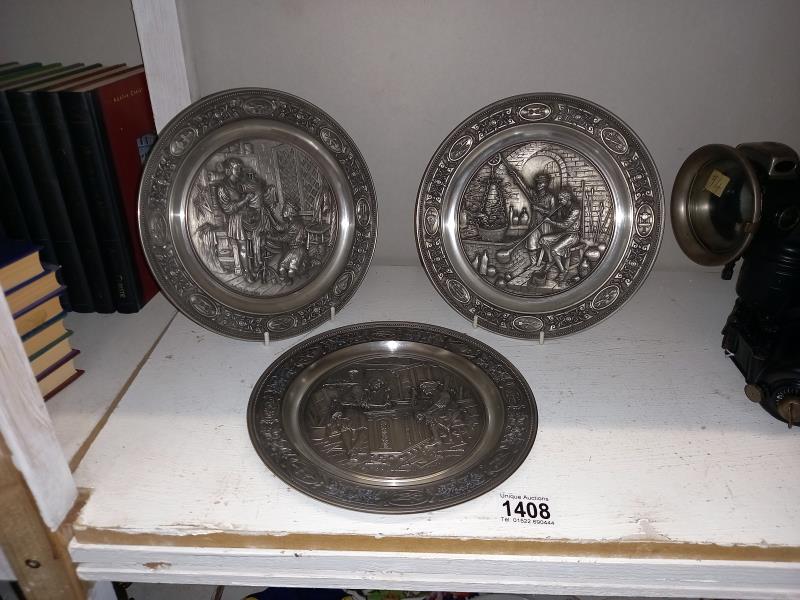 3 Bradex circa 1989 German pewter collectors wall plates