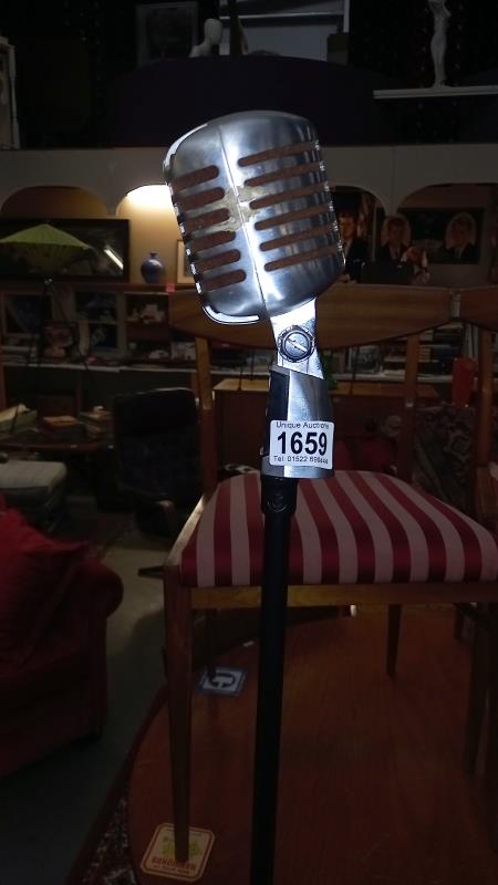 A vintage 1950's style Elvis microphone with a gravity weighted base, COLLECT ONLY. - Image 2 of 2
