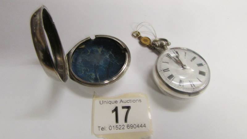 A matching pair case crown and verge pocket watch with key, working order, silver case, London 1783, - Image 2 of 7