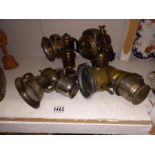 4 early 20th century motorcycle carbide lamps