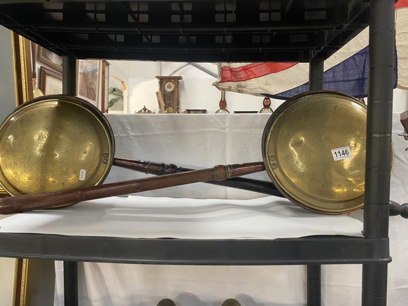 2 victorian brass and copper bed warming pans