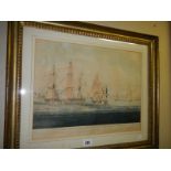 A framed and glazed print of HMS Spartan.