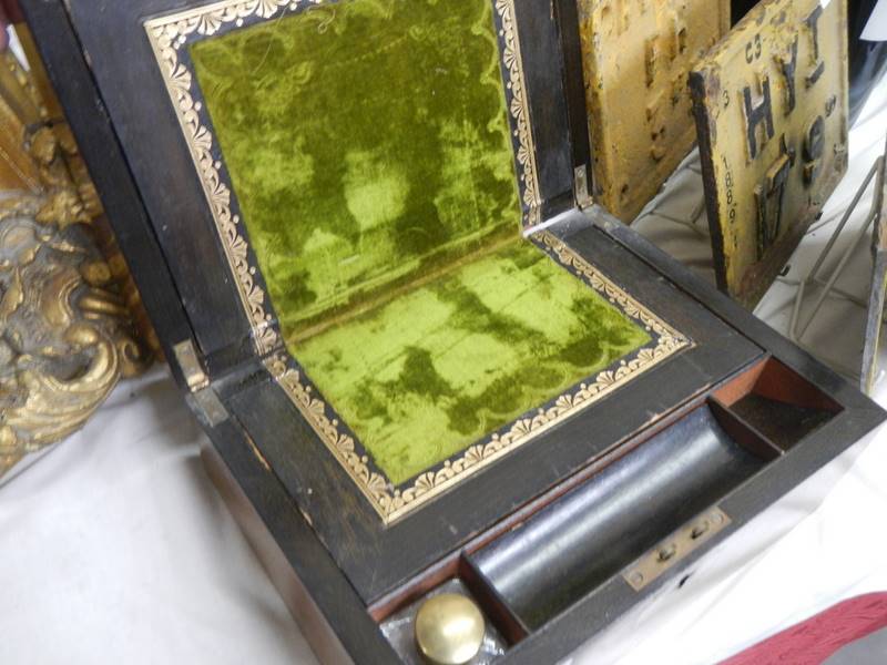 A Victorian mahogany writing box. - Image 5 of 5