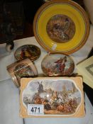 Five items of Prattware including plate, box, pot, mug and pot lid.