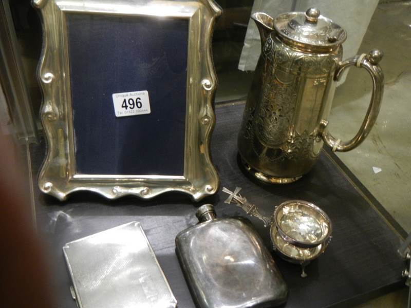A silver photo frame (925) and a mixed lot of old silver plate. - Image 2 of 2