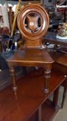 A 19th century shield back hall chair COLLECT ONLY.