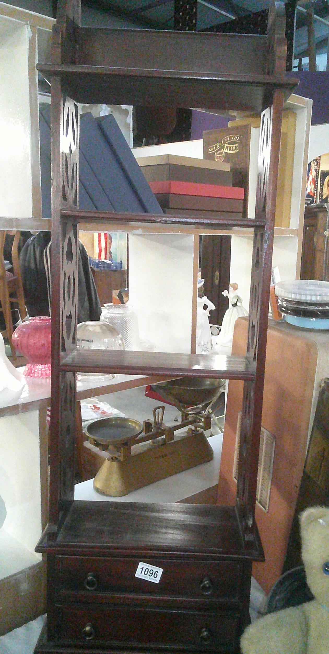 A mahogany book stand with 2 draws 26x16x H109cm