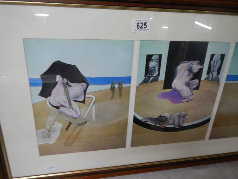 Francis Bacon (1909-1992) Triptych print (triple gatefold) published in 1976. Frame size approx - Image 2 of 3