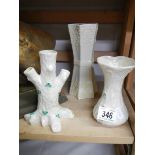 Three Belleek vases.