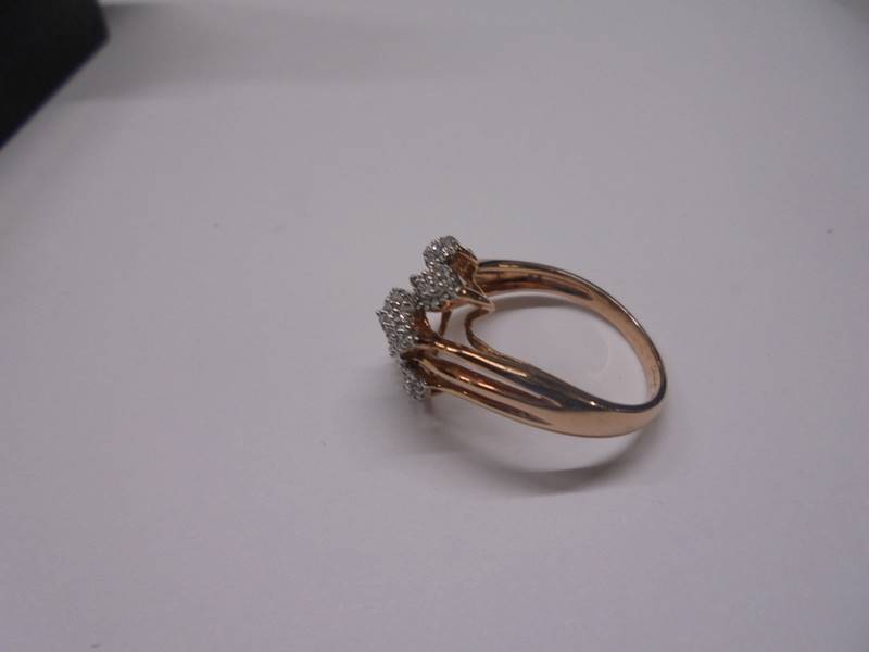 A yellow gold and diamond shaped ring, size O half, 2.9 grams. - Image 3 of 6