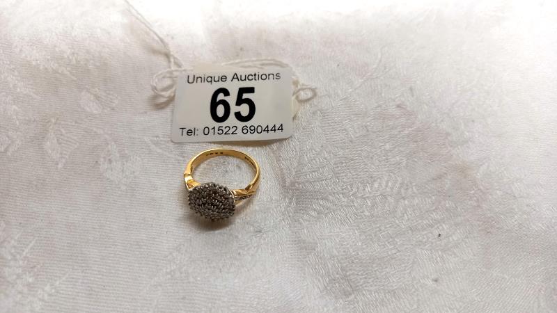 A diamond cluster ring set in 18ct gold, hall marked London 1993, approximately half carat, - Image 2 of 3