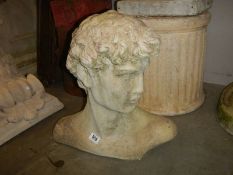 A large male garden bust. COLLECT ONLY.