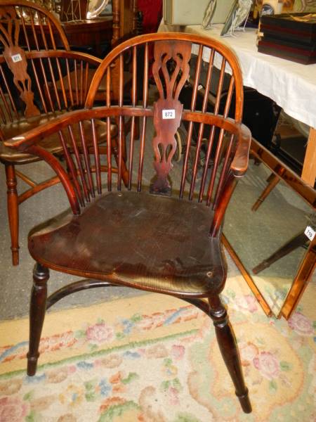 A 20th century Windsor chair with crinoline stretcher. COLLECT ONLY.