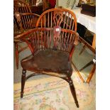 A 20th century Windsor chair with crinoline stretcher. COLLECT ONLY.