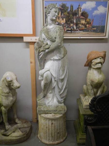 A pair of tall garden female statues on pedestals. COLLECT ONLY. - Image 4 of 5