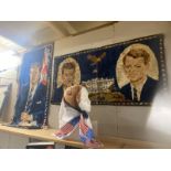 2 Italian tapestry wall hangings of JFK Kennedy & a head scarf - 93cm x 49cm & 50cm x 97cm