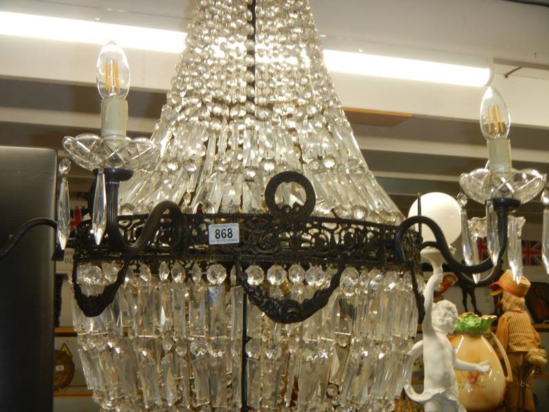 A fabulous brass 'basket' chandelier with over 4000 crystals. COLLECT ONLY. - Image 2 of 3