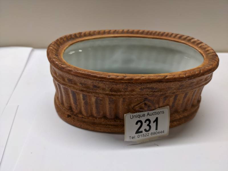 A vintage French Pillivuyt pottery woodcock game bird pate' dish. - Image 3 of 4