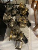 5 early 20th century motorcycle lamps including Millar, Lucas & Powell & Hammer