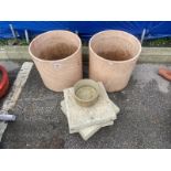 2 large planters and some garden walking tiles