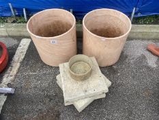 2 large planters and some garden walking tiles