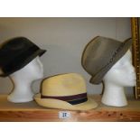 Three gentleman's hats.