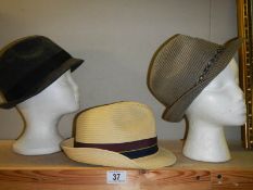 Three gentleman's hats.