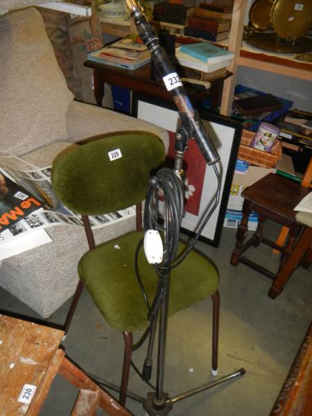 A microphone stand converted to a lamp. COLLECT ONLY.