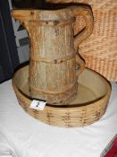 A Hillstonia stoneware jug and flan dish.
