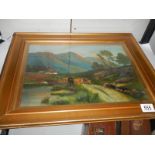 A 19th century gilt framed and glazed oil painting featuring highland cattle, signed.