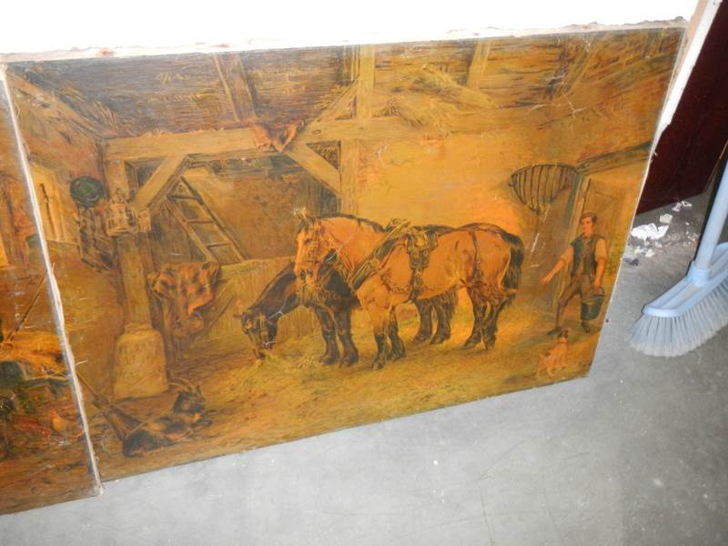 A pair of unframed lithographs featuring cattle and horses. COLLECT ONLY. - Image 3 of 3