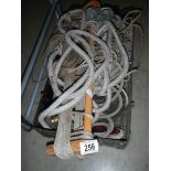 A quantity of old rope pulleys etc.,