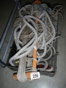 A quantity of old rope pulleys etc.,
