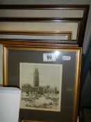 Eight framed and glazed early 20th century engravings. COLLECT ONLY.