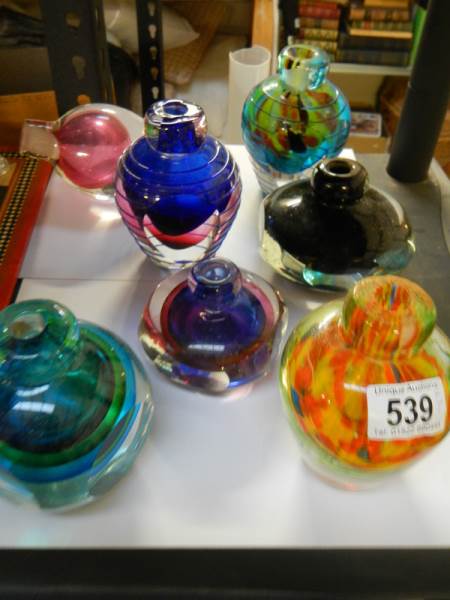 Seven heavy coloured glass bud vases. - Image 2 of 2