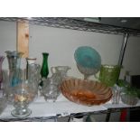 A shelf of glass ware.