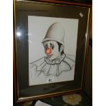 A framed and glazed study of a clown signed P McKenna.