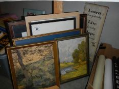 A mixed lot of framed pictures, COLLECT ONLY.