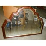 A mahogany overmantel mirror with five separate bevel edged mirrors, COLLECT ONLY.