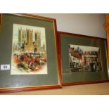 Two framed and glazed Lincoln scenes.