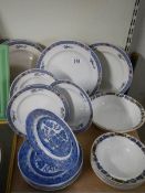 A mixed lot of plates, fruit set, blue and white etc.,