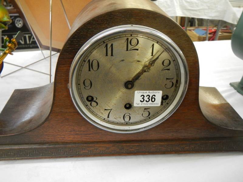 An old oak mantel clock.