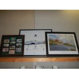 Three framed and glazed aeronautical prints including one signed.