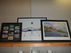 Three framed and glazed aeronautical prints including one signed.