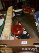 A good box of woodworking tools etc.,