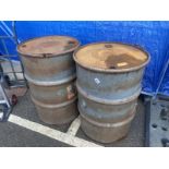 2 old metal oil drums