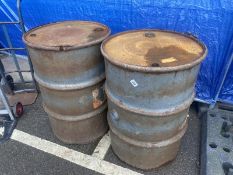 2 old metal oil drums